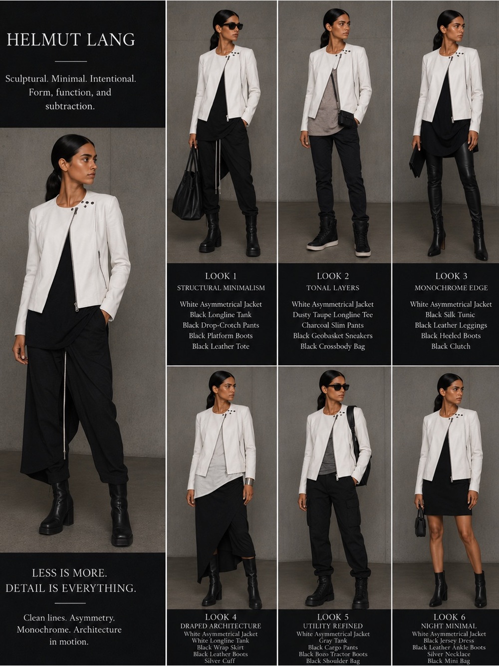 Helmut Lang White Moto Jacket Large Cotton Blend Asymmetrical Zip Minimalist